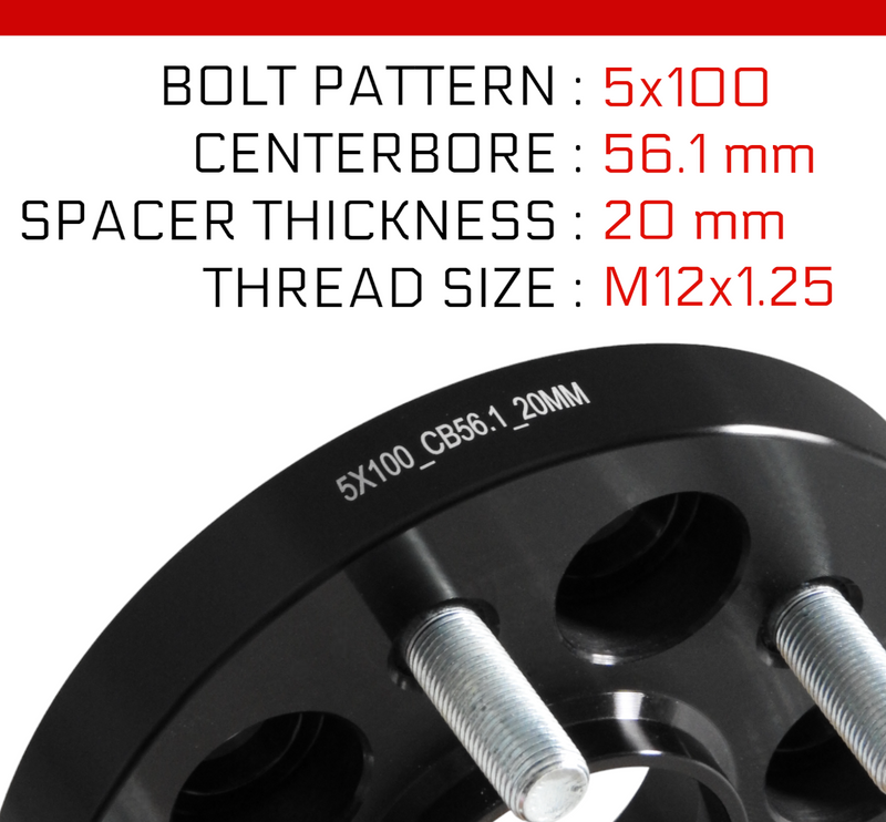 Load image into Gallery viewer, Wheel spacer 5x100 - 20mm thick - centerbore 56.1mm - Black
