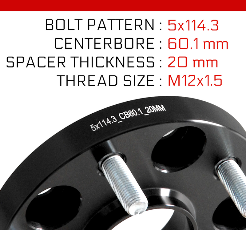 Load image into Gallery viewer, Wheel spacer 5x114.3 - 20mm thick - centerbore 60.1mm - Black
